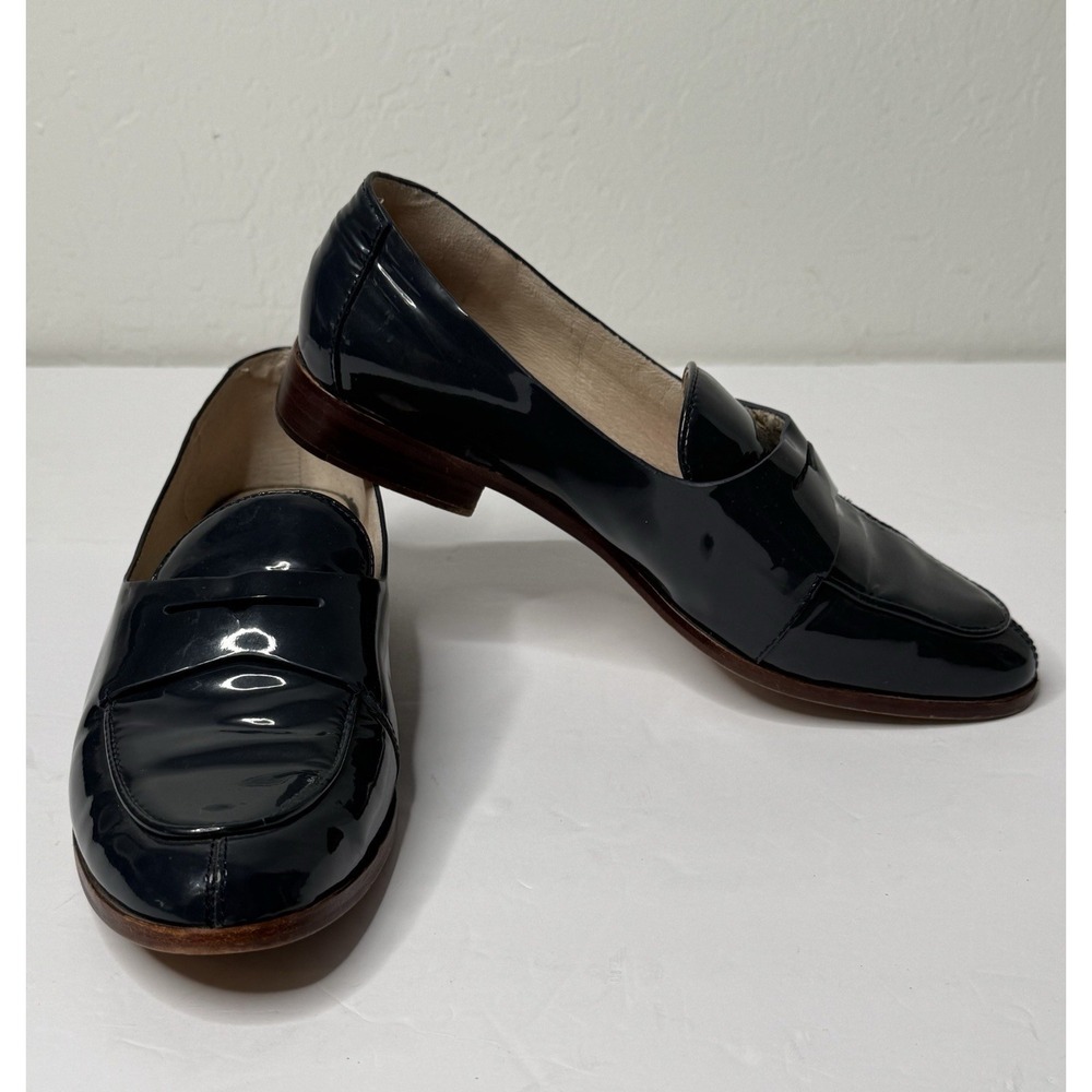 Louise et Cie Patent Leather Loafers Size 7M Blue Preppy Nerdy Glossy Slip On